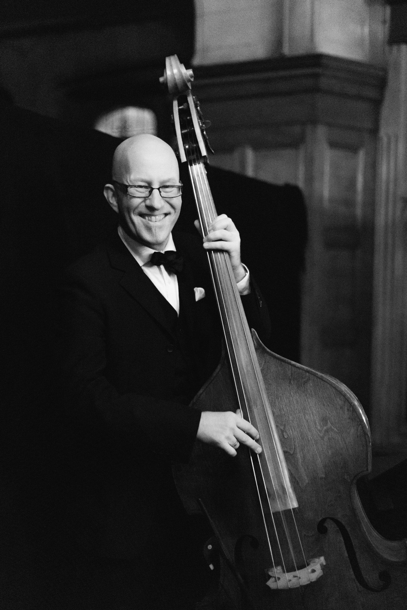 Jazz musician on double bass
